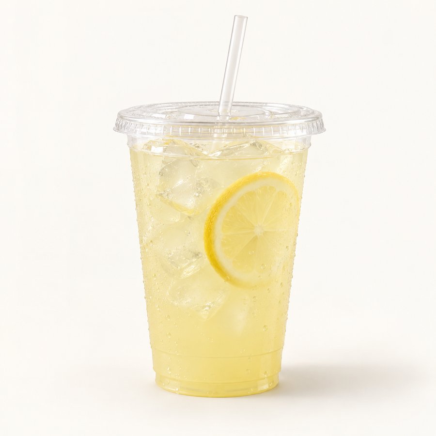 Limonade glacée dans un gobelet transparent à emporter